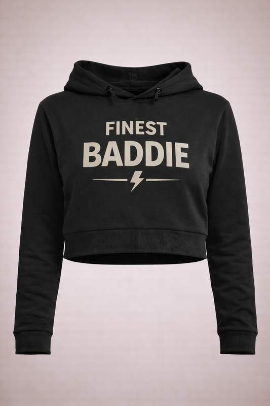 Finest Baddie – Midnight Street Crop Hoodie