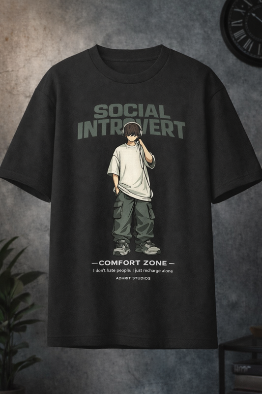 Social Introvert Oversized Standard Tshirt || Adhrit Studios